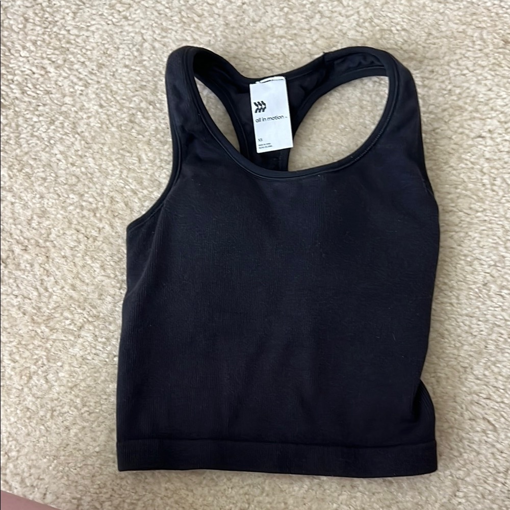 All in Motion Black Sleeveless Fitted Crop Tank
